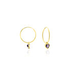 Cr&eacute;oles Marsie Coeur Or Jaune Amethyste - Boucles d'oreilles cr&eacute;oles Femme | Histoire d&rsquo;Or