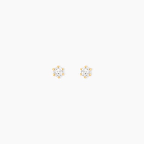 Boucles D'oreilles Puces Aconit Or Jaune Oxyde - Clous d'oreilles Femme | Histoire d’Or