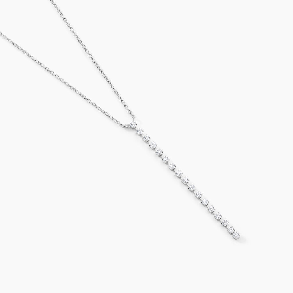 Collier Whitney Argent Blanc Oxyde De Zirconium - Colliers fantaisie Femme | Histoire d&rsquo;Or