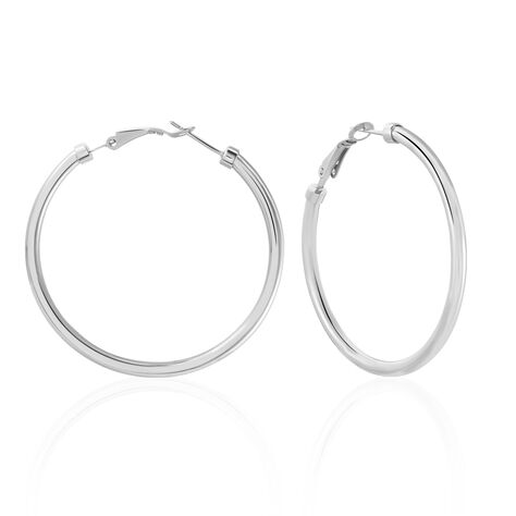 Créoles Carmeline Acier Blanc - Boucles d'oreilles créoles Femme | Histoire d’Or