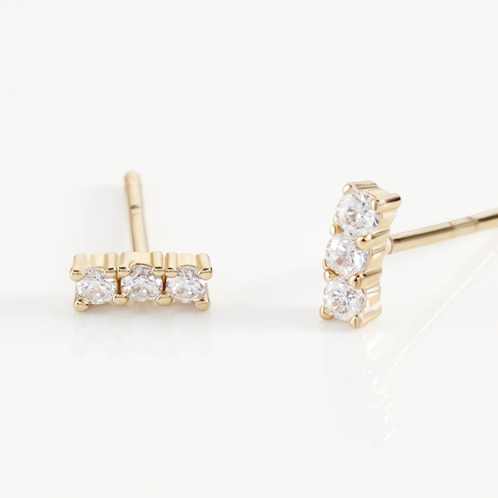 Boucles D'oreilles Puces Plaqu&eacute; Or Jaune Alodia Oxydes De Zirconium - Boucles d'oreilles fantaisie Femme | Histoire d&rsquo;Or