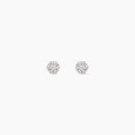 Boucles D'oreilles Puces Eleanor Fleur Or Blanc Oxyde De Zirconium - Clous d'oreilles Femme | Histoire d&rsquo;Or