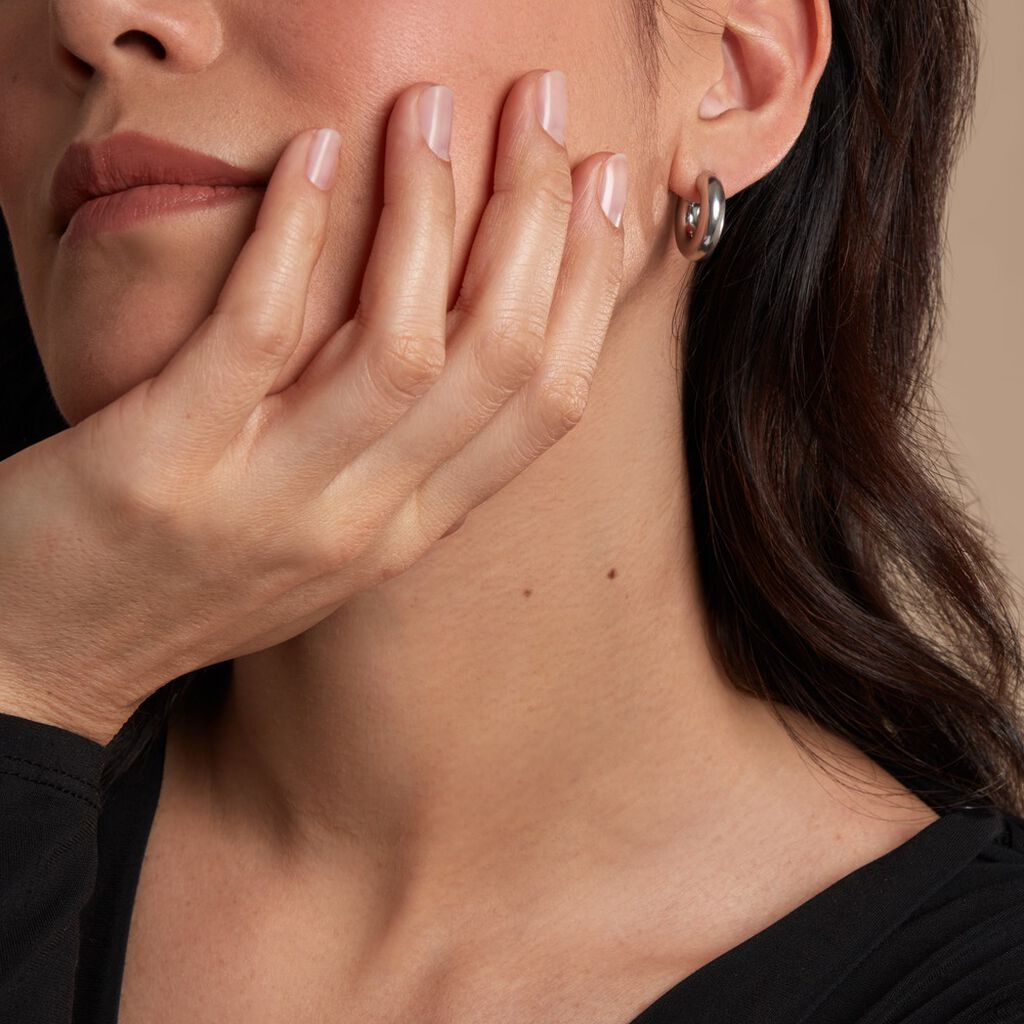 Créoles Piana Argent Blanc - Boucles d'oreilles créoles Femme | Histoire d’Or