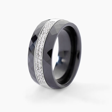 Bague Ceramik Design Argent Blanc Oxyde De Zirconium Et Céramique - Bagues avec pierre Femme | Histoire d’Or
