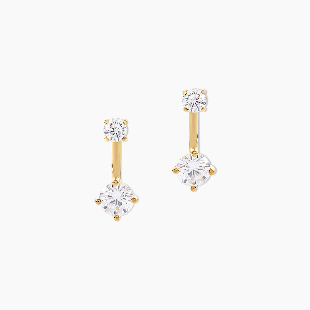 Boucles D'Oreilles Pendantes Nerius Argent Dor&eacute; A L'Or 750/1000 Oxyde De Zirconium - Boucles d'oreilles fantaisie Femme | Histoire d&rsquo;Or
