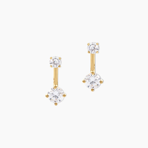 Boucles D'Oreilles Pendantes Nerius Argent Dor&eacute; A L'Or 750/1000 Oxyde De Zirconium - Boucles d'oreilles fantaisie Femme | Histoire d&rsquo;Or