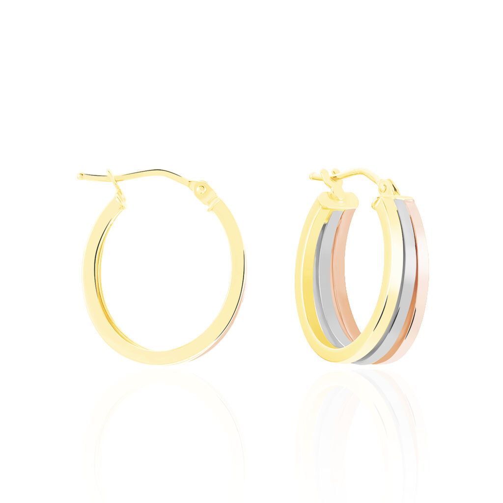 Créoles Iba Or Tricolore - Boucles d'oreilles créoles Femme | Histoire d’Or