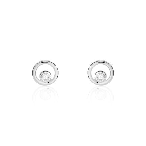 Boucles D'oreilles Puces Fidelia Or Blanc Diamant - Clous d'oreilles Femme | Histoire d&rsquo;Or