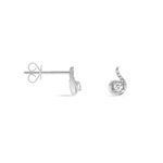 Boucles D'oreilles Puces Vrille Accompagnee Or Blanc Diamant - Clous d'oreilles Femme | Histoire d&rsquo;Or