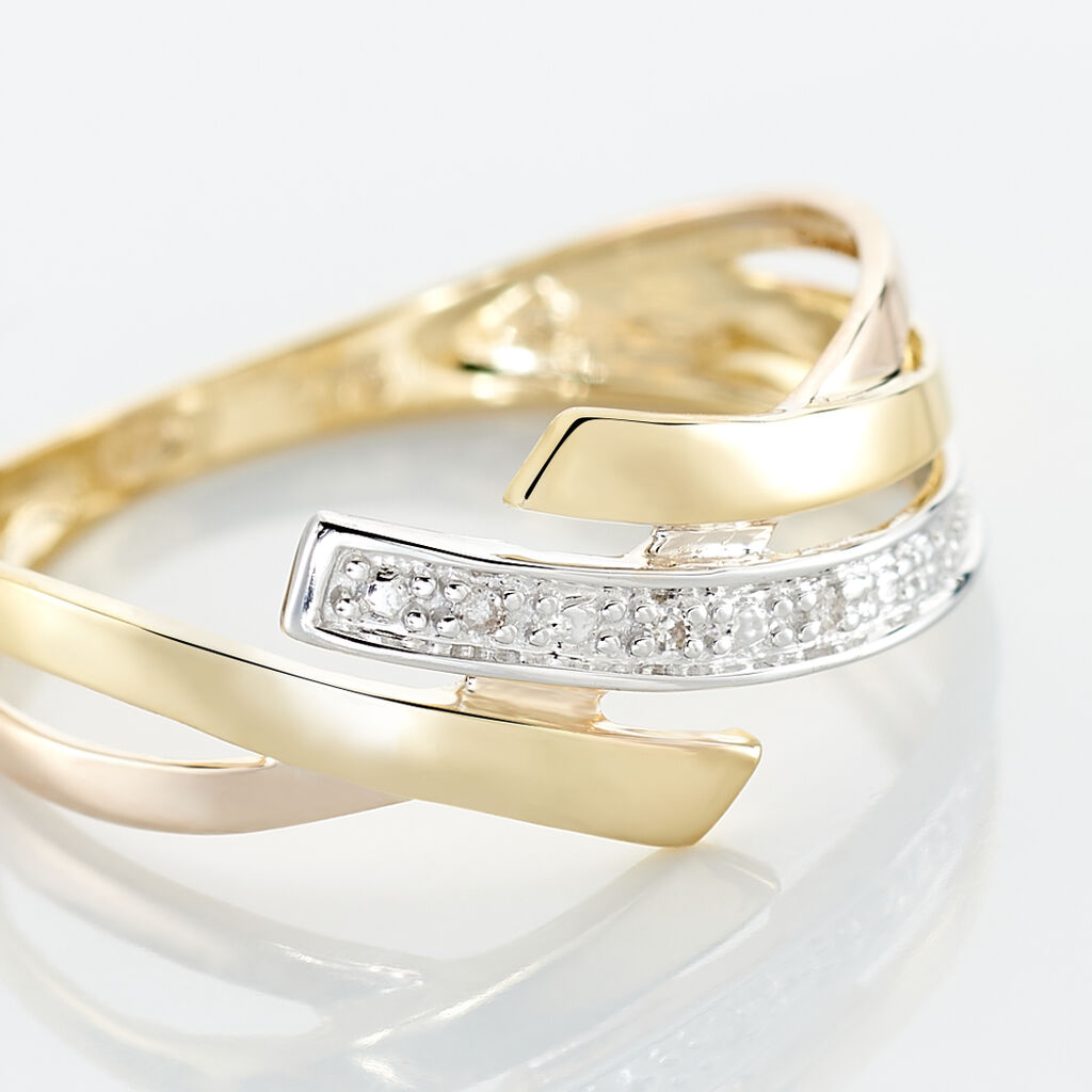 Bague Ainhoa Or Tricolore Diamant - Bagues avec pierre Femme | Histoire d’Or