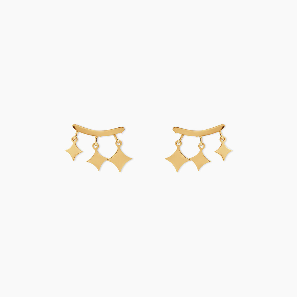 Boucles D'Oreilles Puces Pluto Argent Dor&eacute; A L'Or 750/1000 - Boucles d'oreilles fantaisie Femme | Histoire d&rsquo;Or