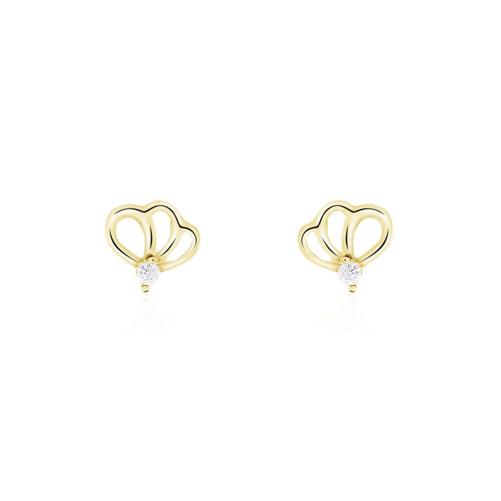 Boucles D’oreilles Puces Eleanor Fleur Or Jaune Oxyde De Zirconium
