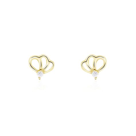 Boucles D'oreilles Puces Eleanor Fleur Or Jaune Oxyde De Zirconium - Clous d'oreilles Femme | Histoire d’Or