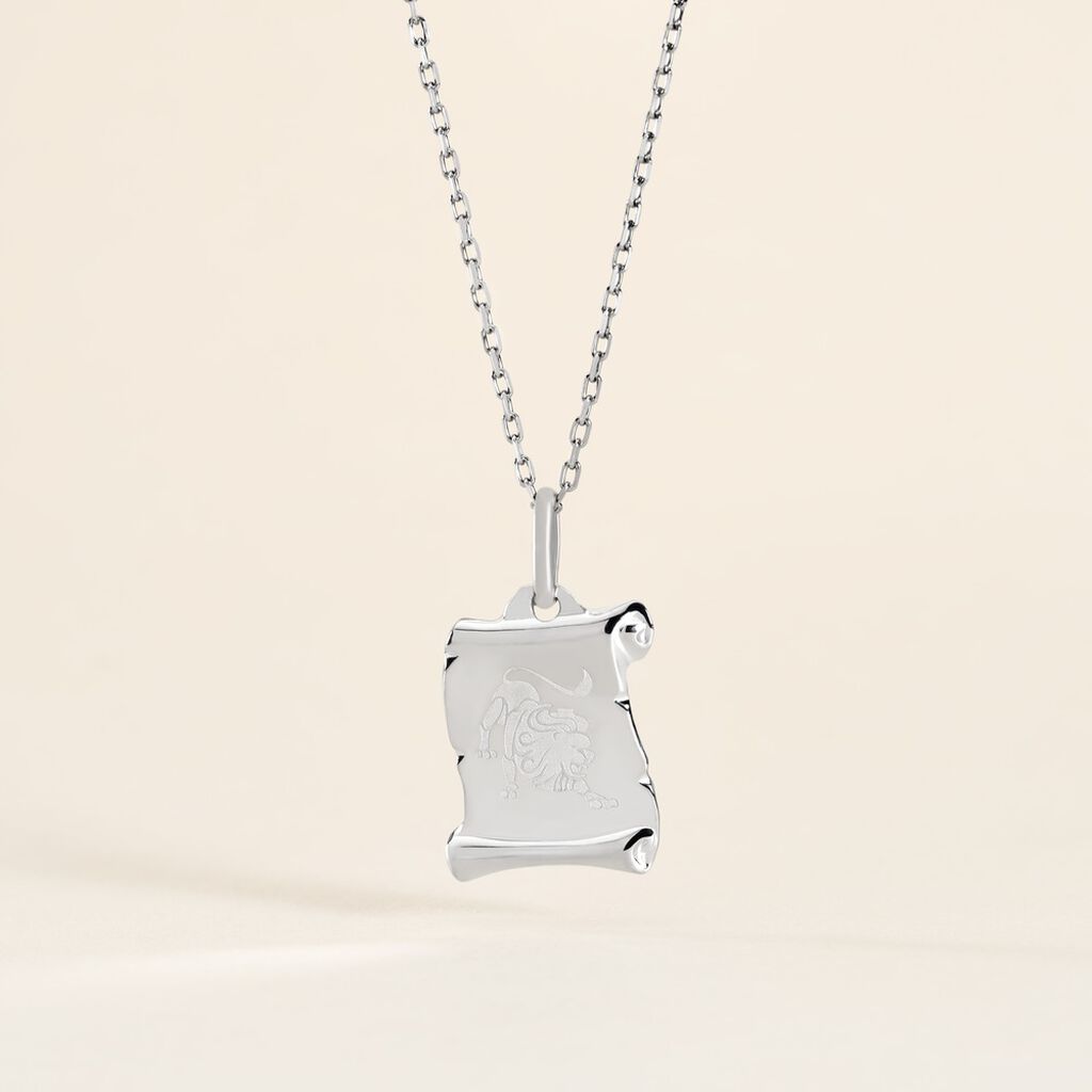 Pendentif Zodiaque Parchemin Argent Blanc - Pendentifs Zodiaque Famille | Histoire d&rsquo;Or