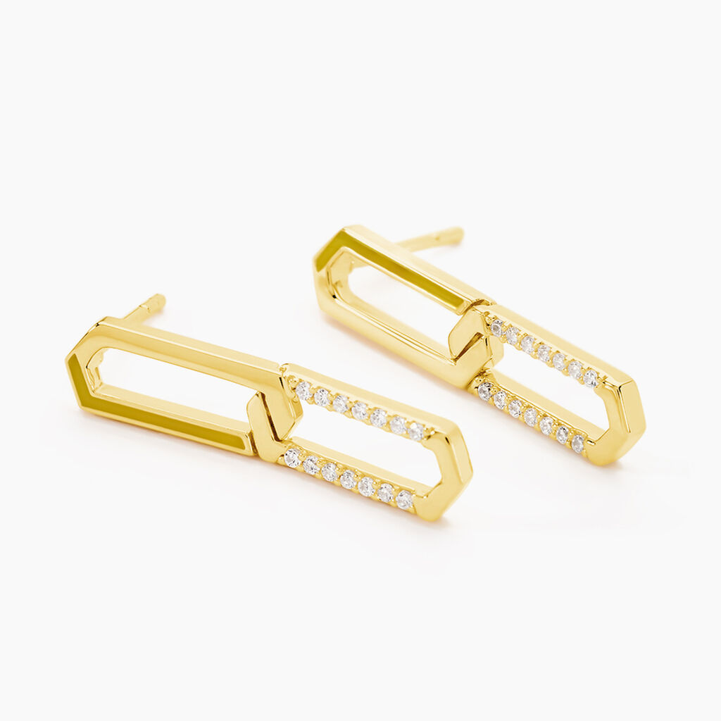 Boucles D'oreilles Pendantes Infini Pop Argent Jaune Oxyde Zirconium - Boucles d'oreilles fantaisie Femme | Histoire d&rsquo;Or