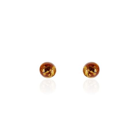 Boucles D'oreilles Puces Brunhild Argent Blanc Ambre - Boucles d'oreilles fantaisie Femme | Histoire d’Or