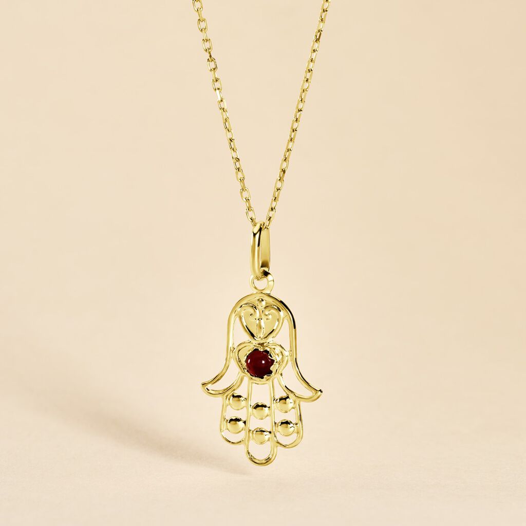 Pendentif Fatima Or Jaune Oxyde De Zirconium - Pendentifs Famille | Histoire d&rsquo;Or
