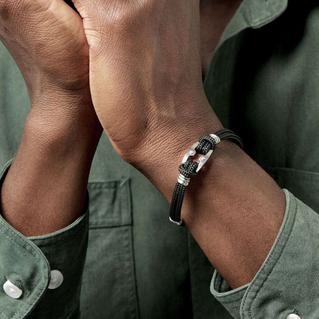 Bracelet Sayaline Acier Blanc - Bracelets cordon Homme | Histoire d’Or