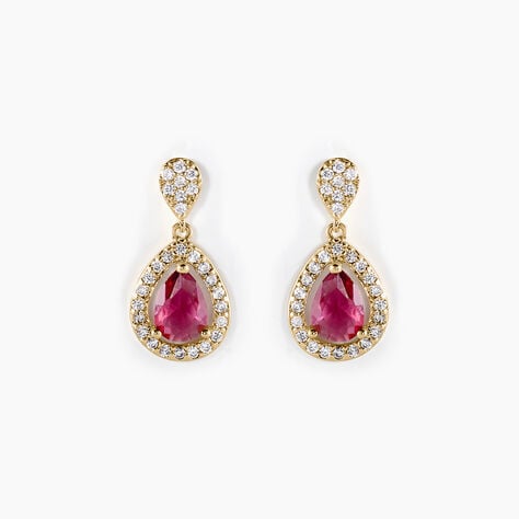 Boucles D'oreilles Pendantes Brigita Plaqu&eacute; Or Pierre Et Oxyde - Boucles d'oreilles fantaisie Femme | Histoire d&rsquo;Or