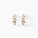 Boucles D'oreilles Puces Soukayna Or Bicolore Diamant - Clous d'oreilles Femme | Histoire d&rsquo;Or