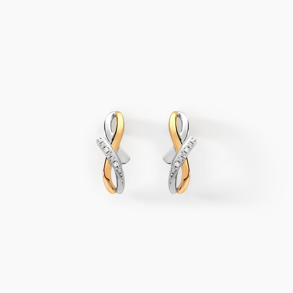 Boucles D'oreilles Puces Soukayna Or Bicolore Diamant - Clous d'oreilles Femme | Histoire d’Or