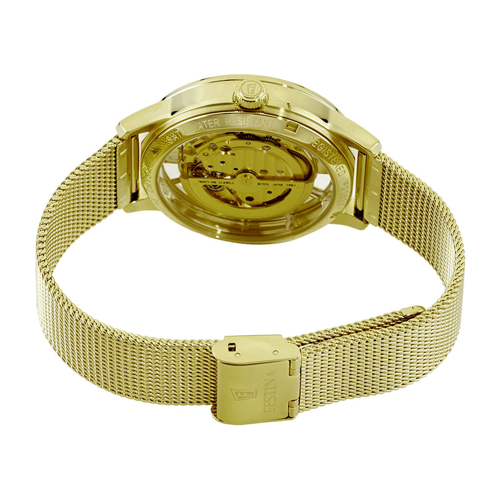 Montre Festina Squelette Dor&eacute; - Montres Homme | Histoire d&rsquo;Or