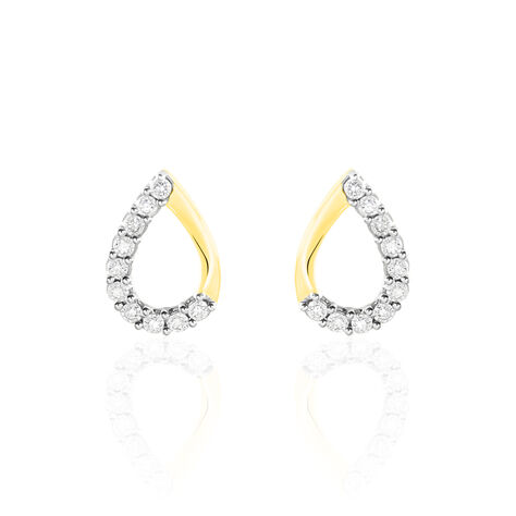 Boucles D'oreilles Puces Chrystalise Or Jaune Diamant - Clous d'oreilles Femme | Histoire d’Or