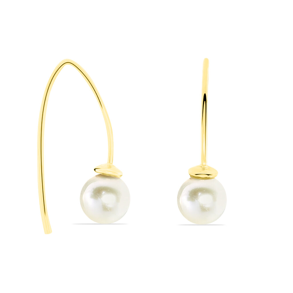 Créoles Alone Rondes Or Jaune Perle De Culture - Boucles d'oreilles créoles Femme | Histoire d’Or