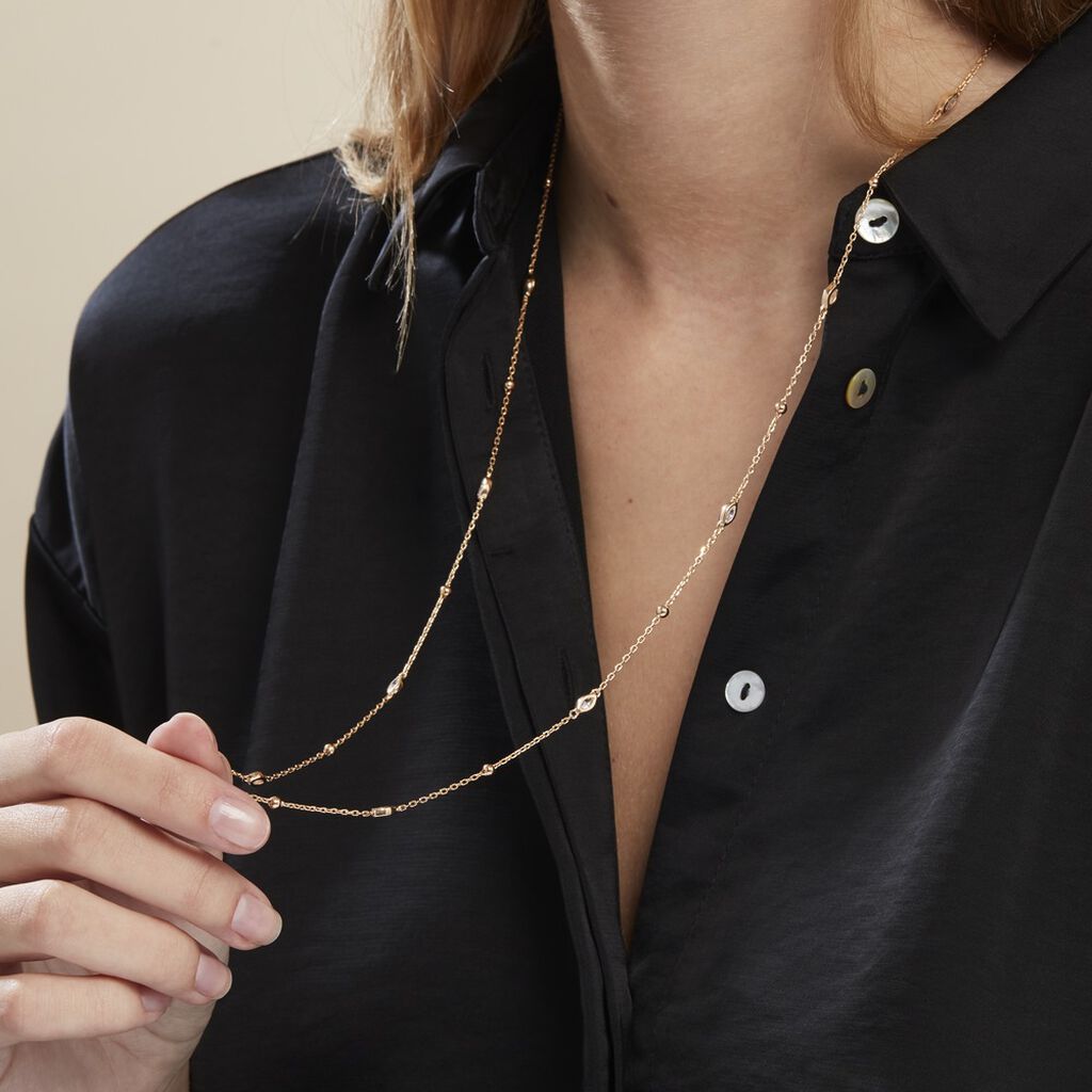 Collier Sautoir Plaqué Or Jaune Kristia Oxydes De Zirconium - Sautoirs Femme | Histoire d’Or