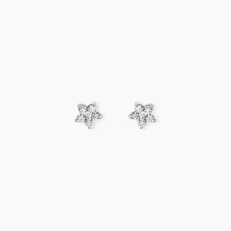 Boucles D'oreilles Puces Meriame Argent Blanc Oxyde De Zirconium - Boucles d'oreilles fantaisie Femme | Histoire d&rsquo;Or