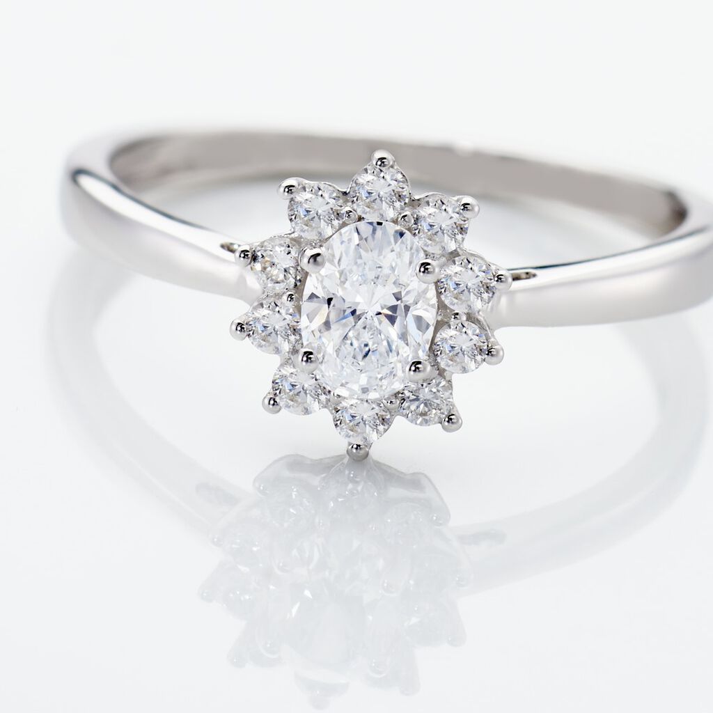 Bague Or Blanc Mysie Diamants Synth&eacute;tiques - Bagues solitaires Femme | Histoire d&rsquo;Or