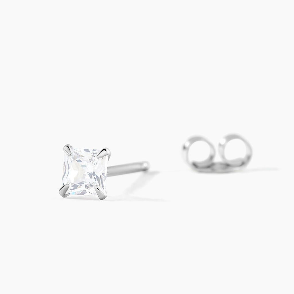 Boucle D'oreille Puce Unitaire Paco Argent Blanc Oxyde De Zirconium - Boucles d'oreilles fantaisie Homme | Histoire d’Or
