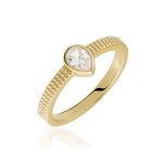 Bague Plaqu&eacute; Or Lame Oxyde De Zirconium - Bagues solitaires Femme | Histoire d&rsquo;Or