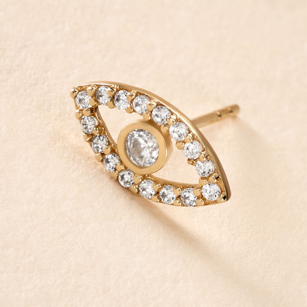 Boucles D'oreille Puce Unitaire Oya Or Jaune Oxyde De Zirconium - Clous d'oreilles Famille | Histoire d’Or