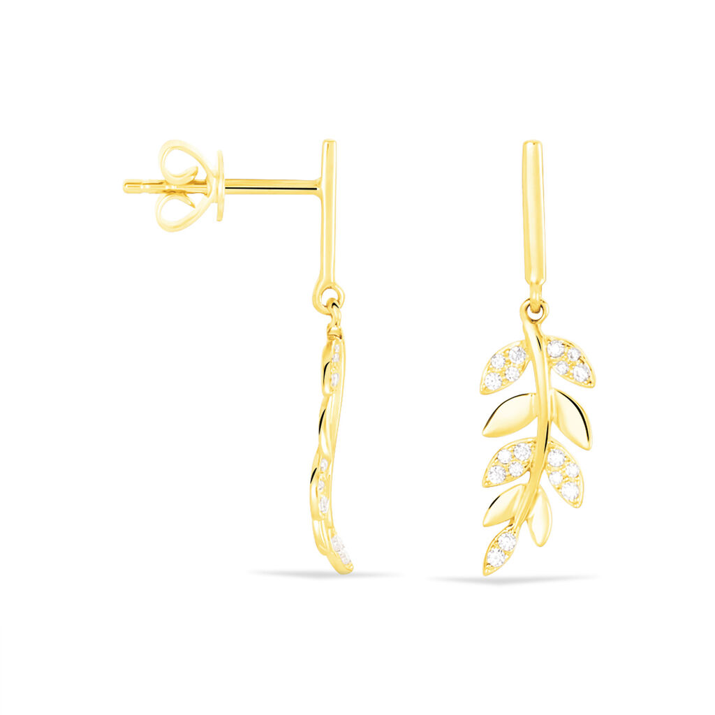 Boucles D'oreilles Pendantes Nahia Or Jaune Oxyde De Zirconium - Boucles d'oreilles pendantes Femme | Histoire d’Or