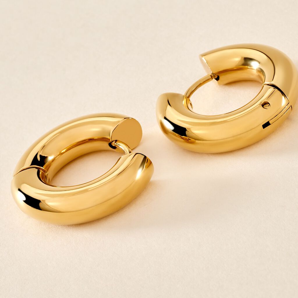 Créoles Atika Acier Jaune - Boucles d'oreilles créoles Femme | Histoire d’Or