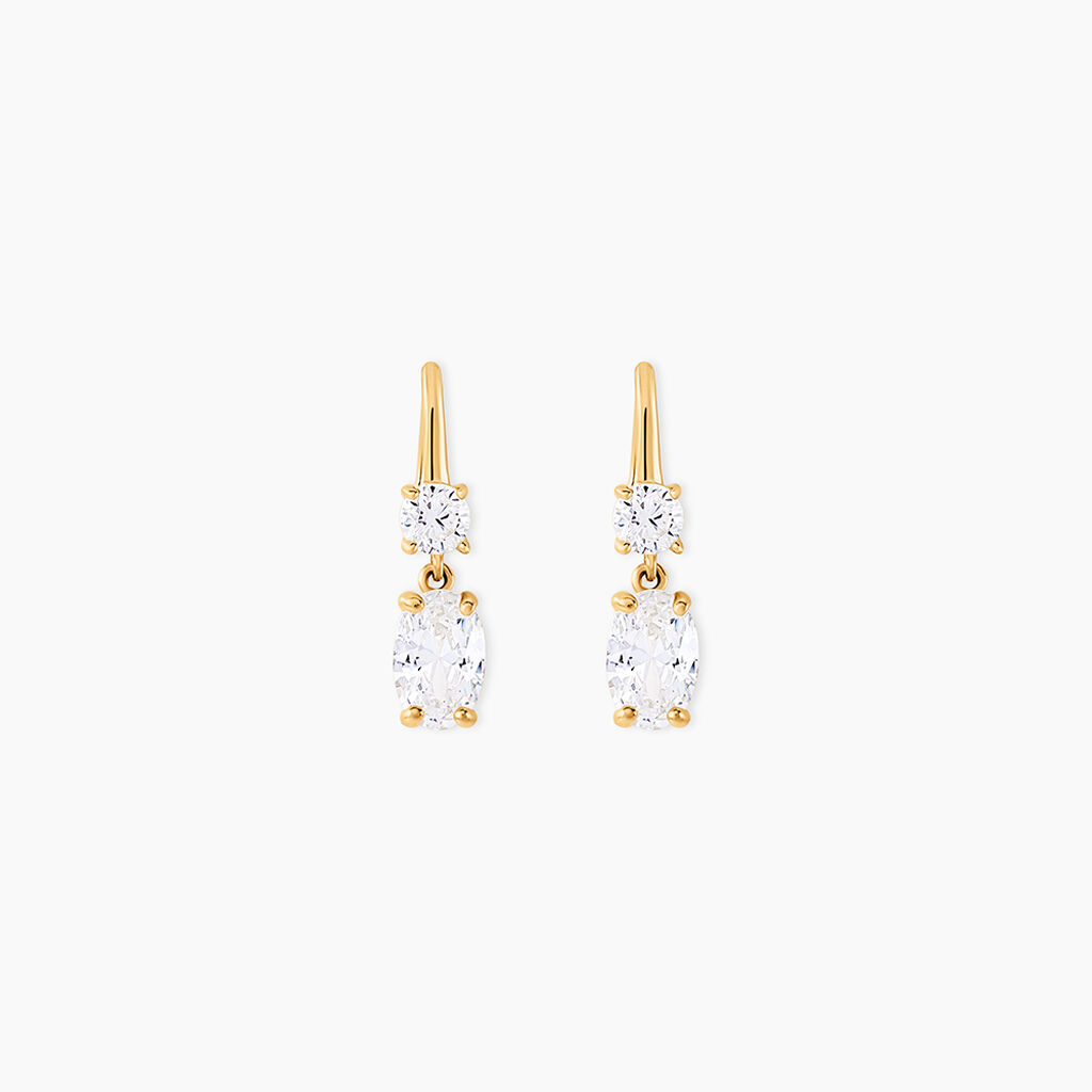Boucles D'oreilles Pendantes Gulbeyaz Or Jaune Oxyde De Zirconium - Boucles d'oreilles pendantes Femme | Histoire d’Or
