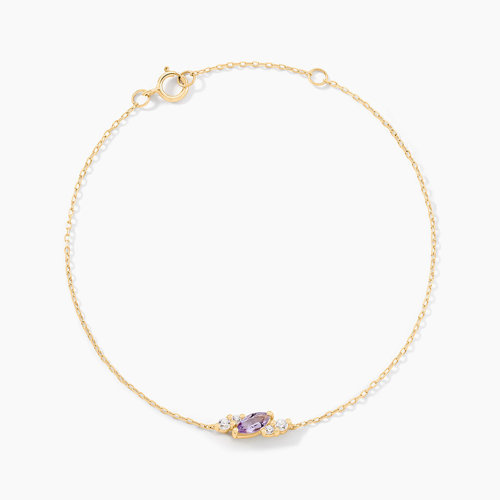 Bracelet Jardin Secret Or Jaune Am&eacute;thyste Oxyde De Zirconium - Bracelets Femme | Histoire d&rsquo;Or