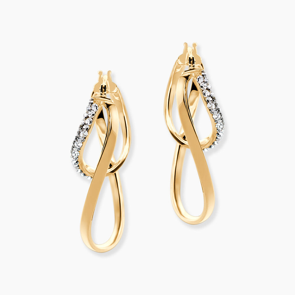 Cr&eacute;oles Luna Or Jaune Strass - Boucles d'oreilles cr&eacute;oles Femme | Histoire d&rsquo;Or