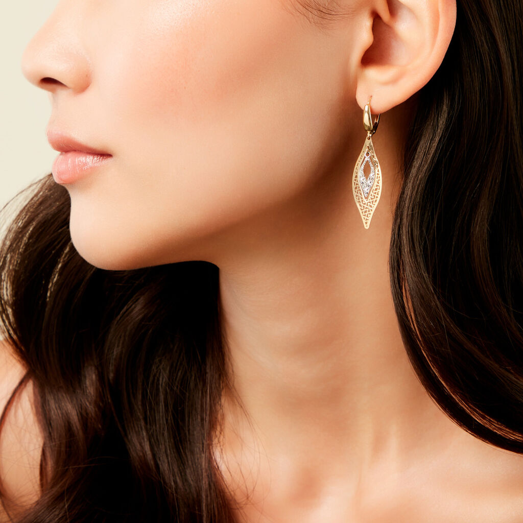 Boucles D'Oreilles Pendantes Gerontius Or Bicolore - Boucles d'oreilles pendantes Femme | Histoire d’Or