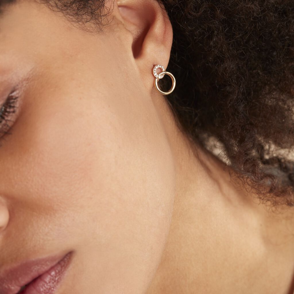 Boucles D'oreilles Pendantes Essia Plaqué Or Jaune Oxyde De Zirconium - Boucles d'oreilles fantaisie Femme | Histoire d’Or