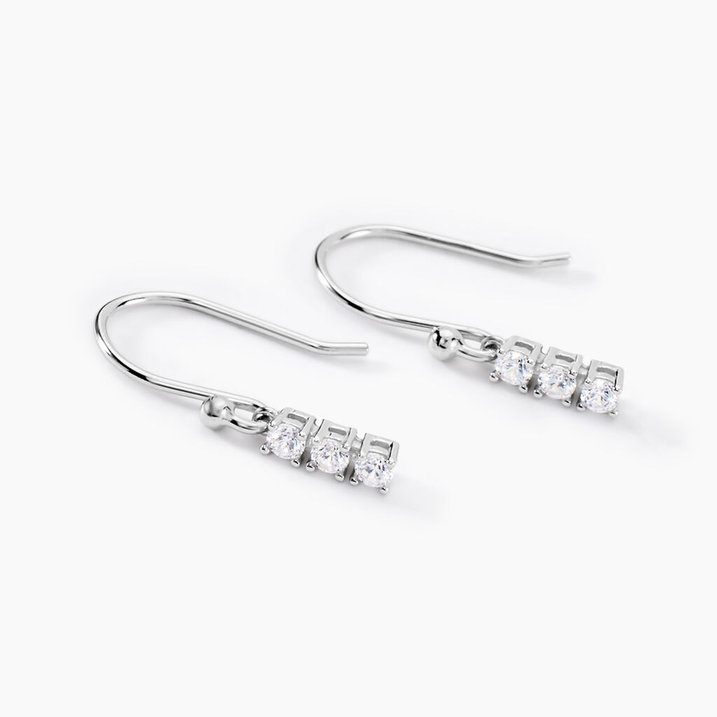 Boucles D'oreilles Pendantes Lauren Argent Blanc Oxyde De Zirconium - Boucles d'oreilles fantaisie Femme | Histoire d&rsquo;Or