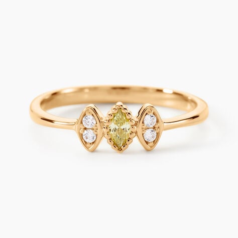 Bague Harmonie Plaque Or Jaune Oxyde De Zirconium - Bagues solitaires Femme | Histoire d&rsquo;Or
