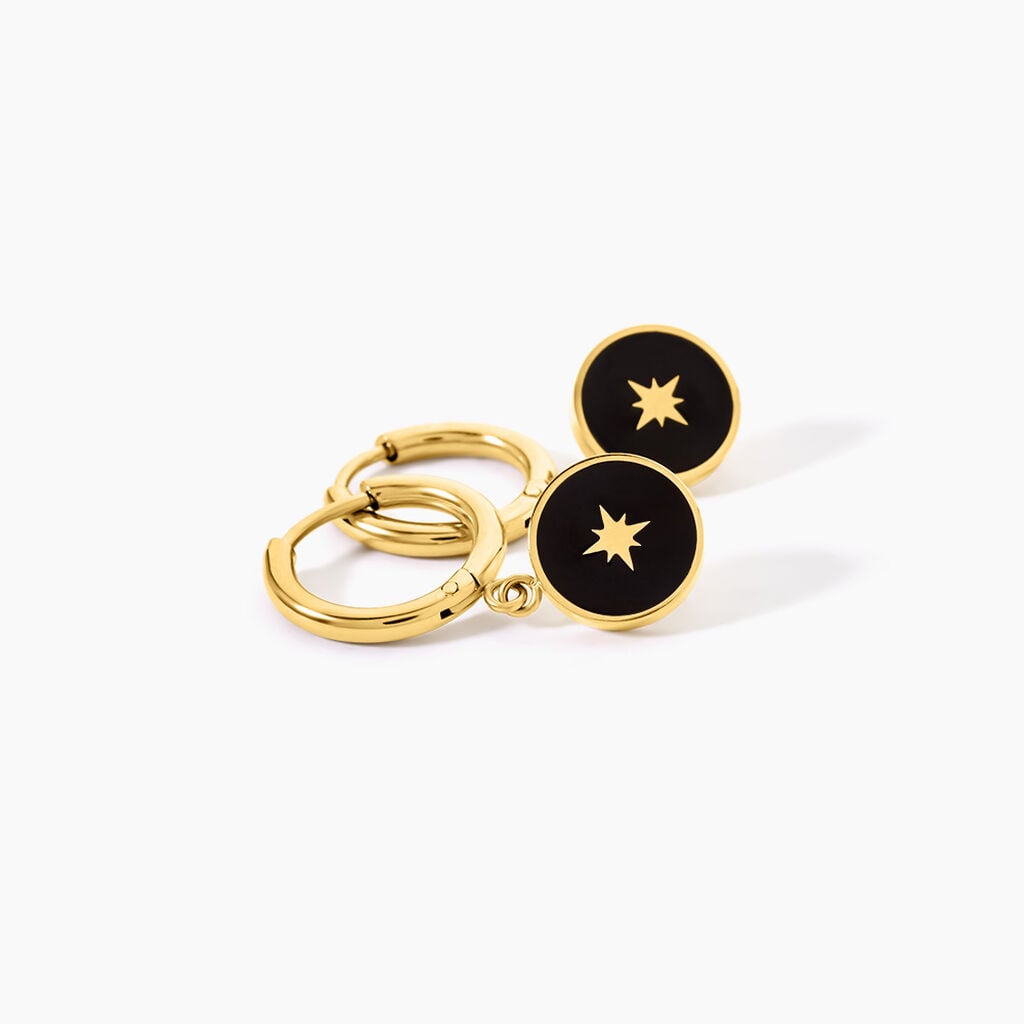 Cr&eacute;oles Adelphine Acier Jaune - Boucles d'Oreilles Etoile Femme | Histoire d&rsquo;Or