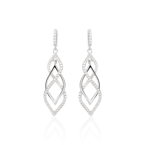 Boucles D'oreilles Pendantes Malika Argent Blanc Oxyde De Zirconium - Boucles d'oreilles pendantes Femme | Histoire d’Or