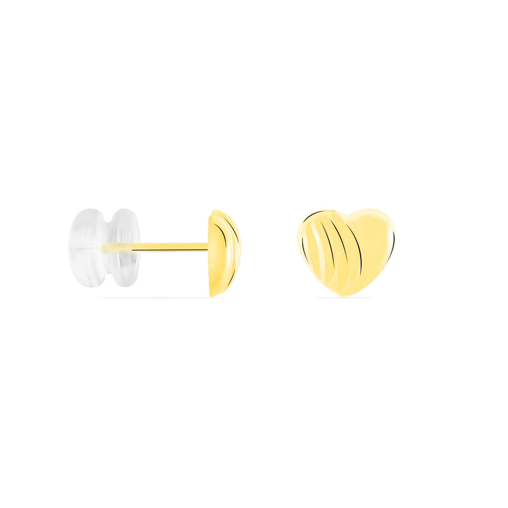 Boucles D'oreilles Puces Anne-maudae Cœurs Or Jaune - Clous d'oreilles Femme | Histoire d’Or