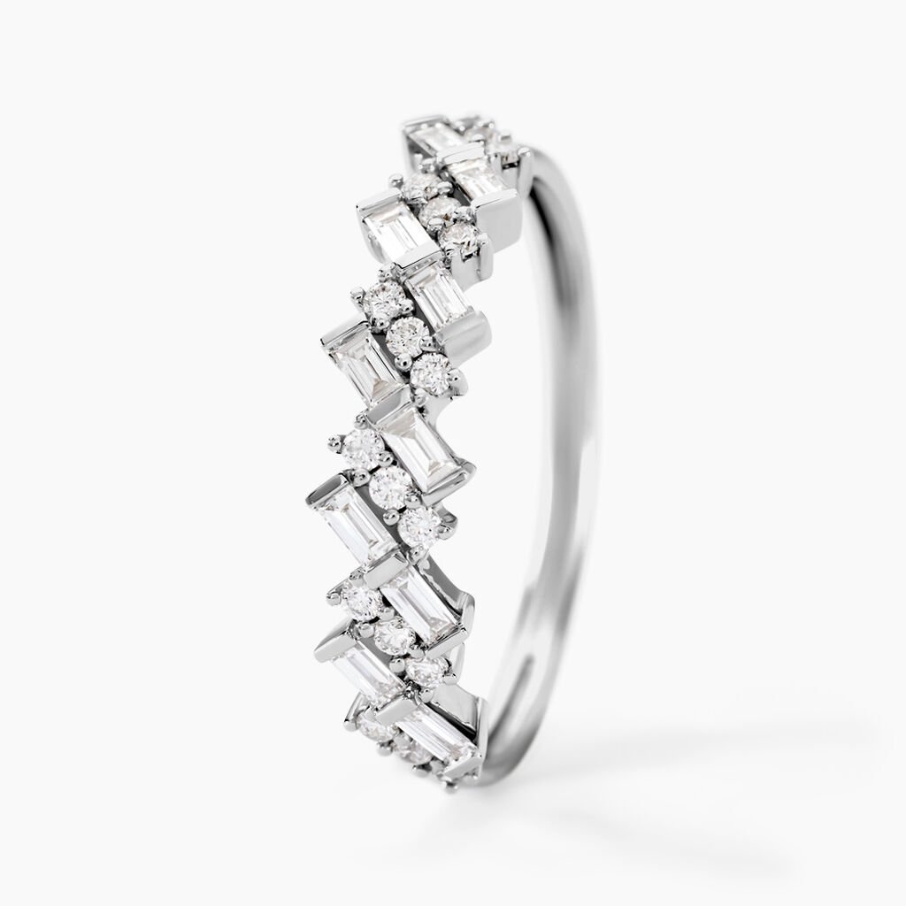 Alliance Zachary Or Blanc Diamant Synth&eacute;tique - Alliances Femme | Histoire d&rsquo;Or