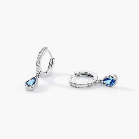 Créoles Jerusha Argent Blanc Spinelle Oxyde De Zirconium - Boucles d'oreilles créoles Femme | Histoire d’Or