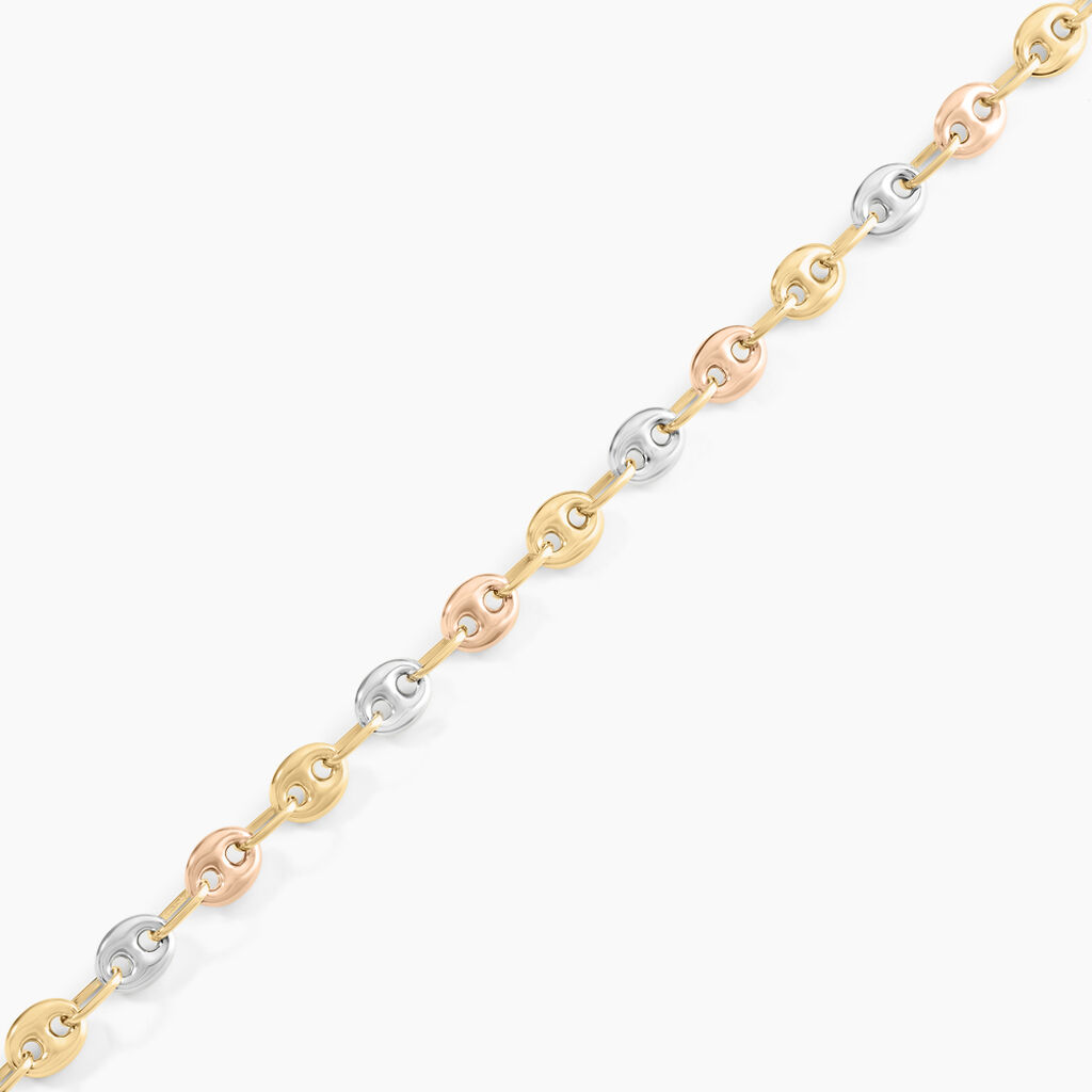 Bracelet Dami Maille Grain De Caf&eacute; Or Tricolore - Bracelets cha&icirc;ne Femme | Histoire d&rsquo;Or