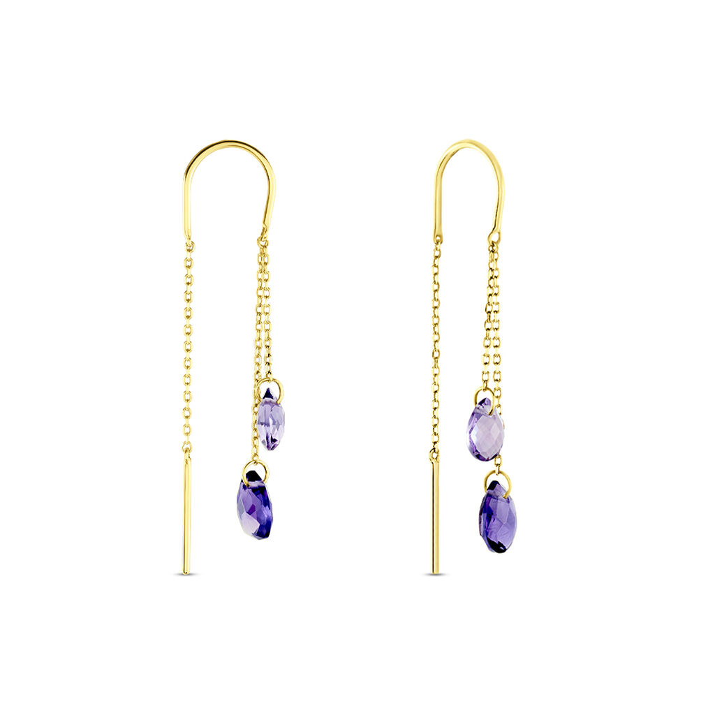 Boucles D'oreilles Pendantes Terence Or Jaune Amethyste - Boucles d'oreilles pendantes Femme | Histoire d’Or